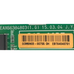 MAIN PARA MONITOR LG / NUMERO DE PARTE EBT64040701 / EAX66384803 / 63425001 / NUMERO DE PANEL LD550EUE (FH)(B1) / MODELO 55SL5B